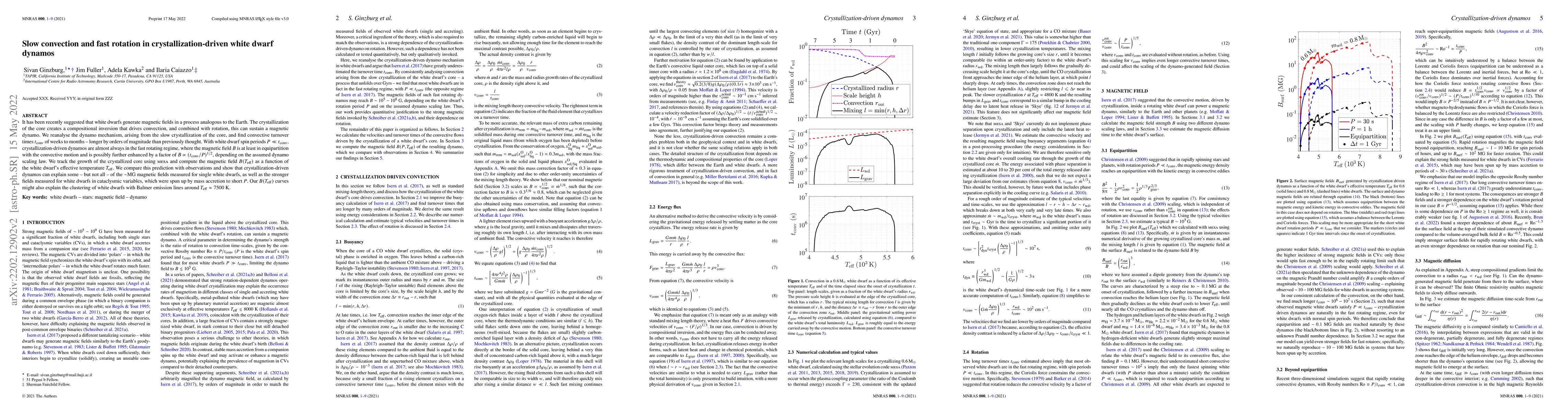 Thumbnail for Slow convection and fast rotation in crystallization-driven white dwarf
  dynamos