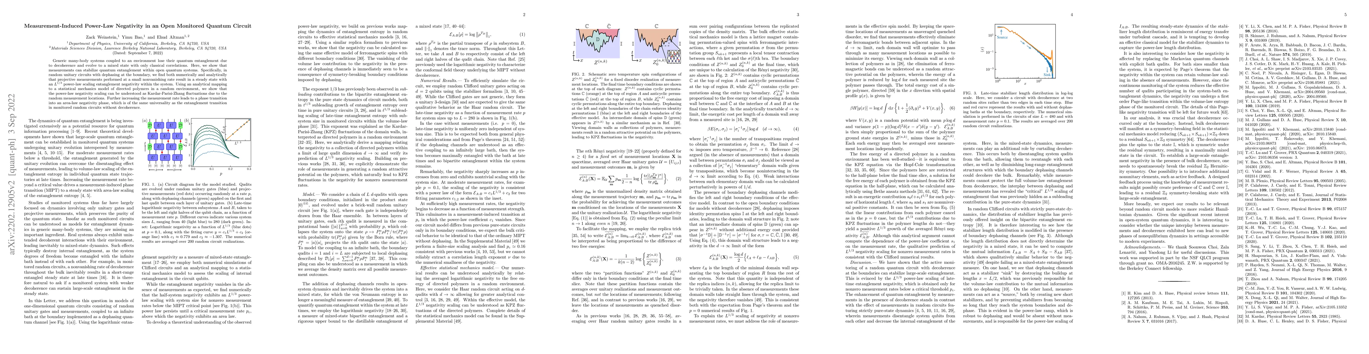 Thumbnail for Measurement-Induced Power-Law Negativity in an Open Monitored Quantum
  Circuit