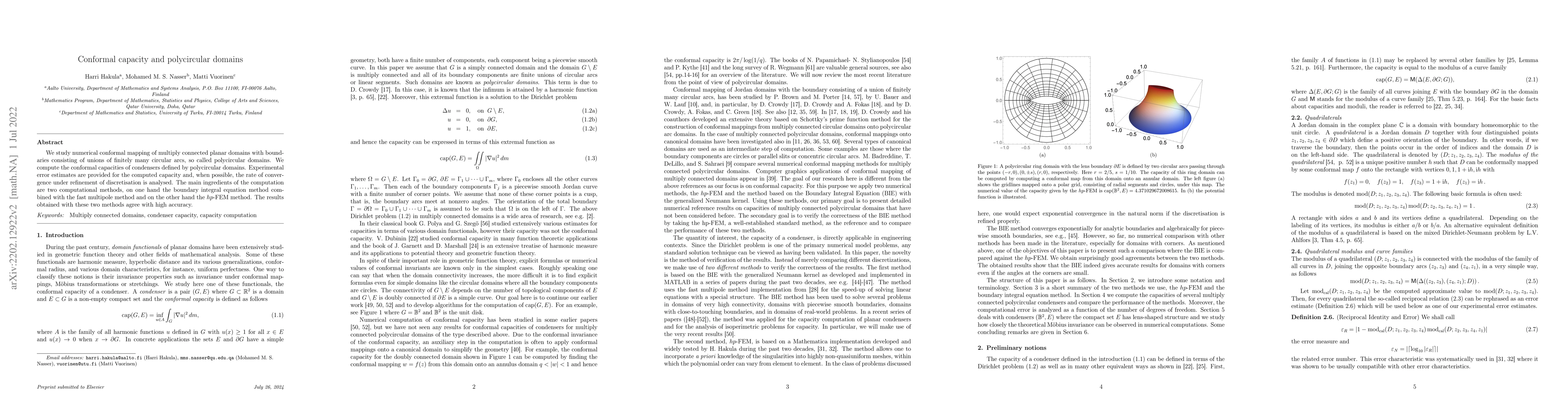 Thumbnail for Conformal capacity and polycircular domains