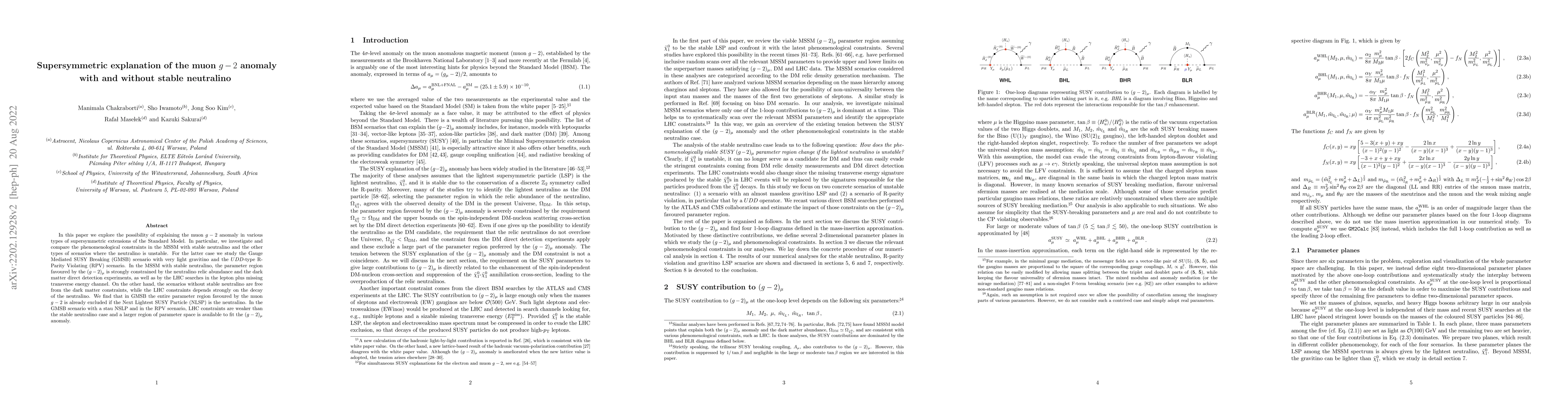 Thumbnail for Supersymmetric explanation of the muon g-2 anomaly with and without
  stable neutralino
