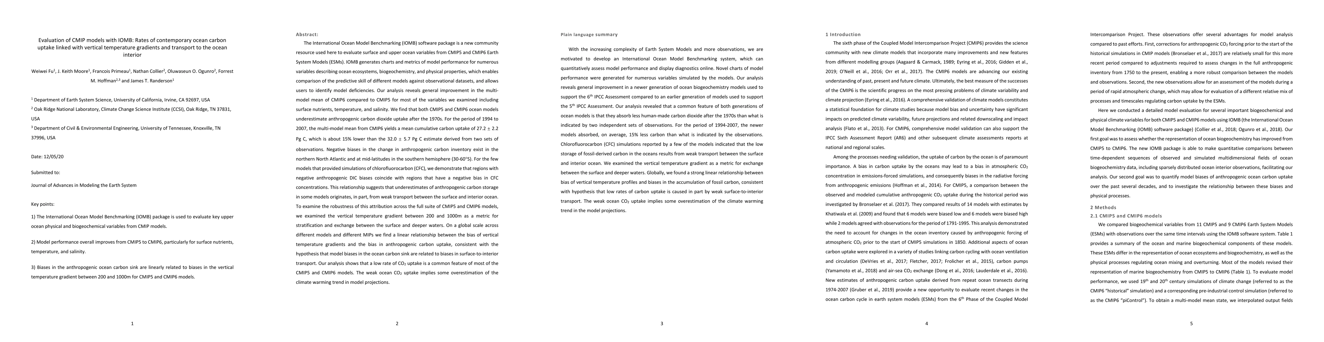 Thumbnail for Evaluation of CMIP models with IOMB: Rates of contemporary ocean carbon
  uptake linked with vertical temperature gradients and transport to the ocean
  interior