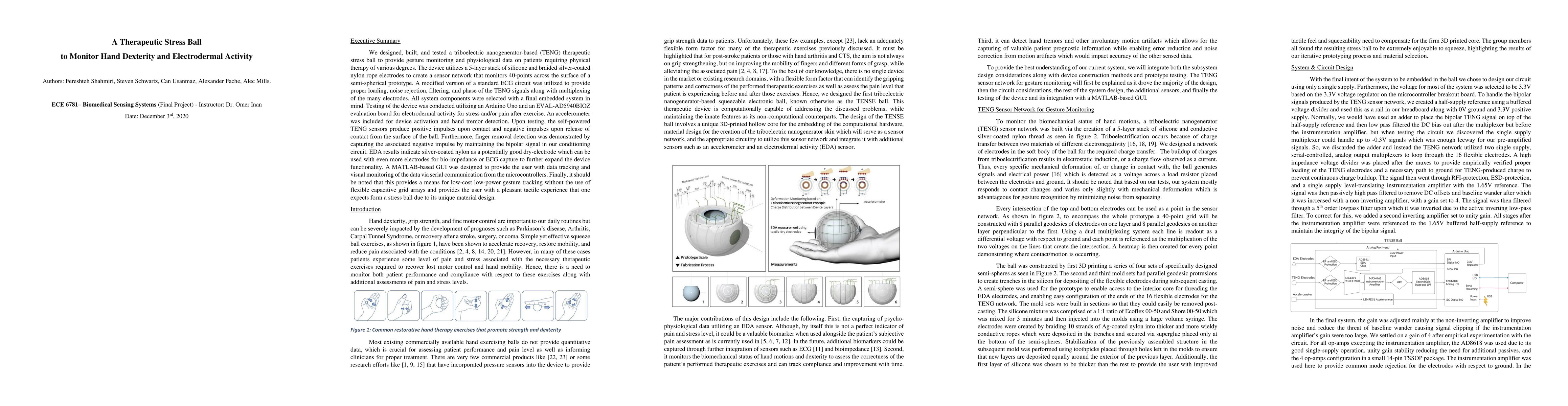 Thumbnail for A Therapeutic Stress Ball to Monitor Hand Dexterity and Electrodermal
  Activity