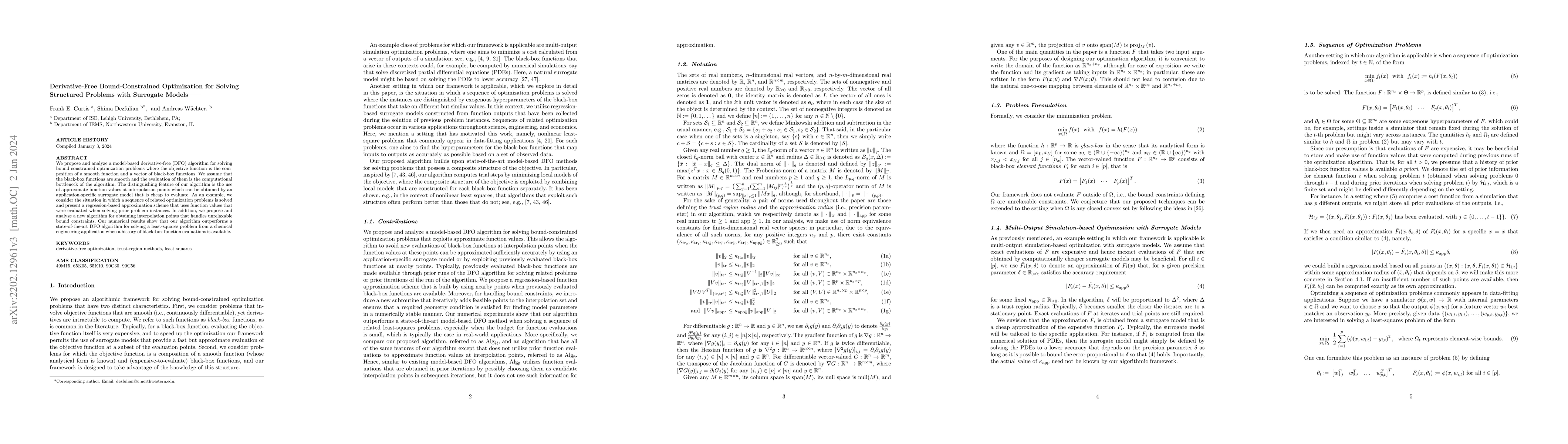 Thumbnail for Derivative-Free Bound-Constrained Optimization for Solving Structured
  Problems with Surrogate Models