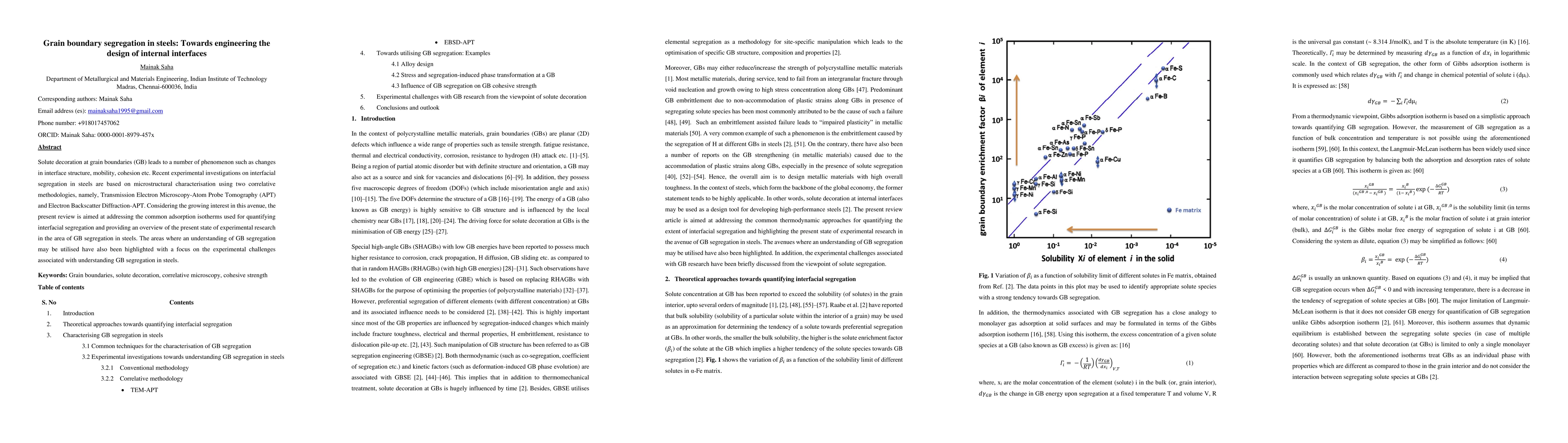 Thumbnail for Grain boundary segregation in steels: Towards engineering the design of
  internal interfaces