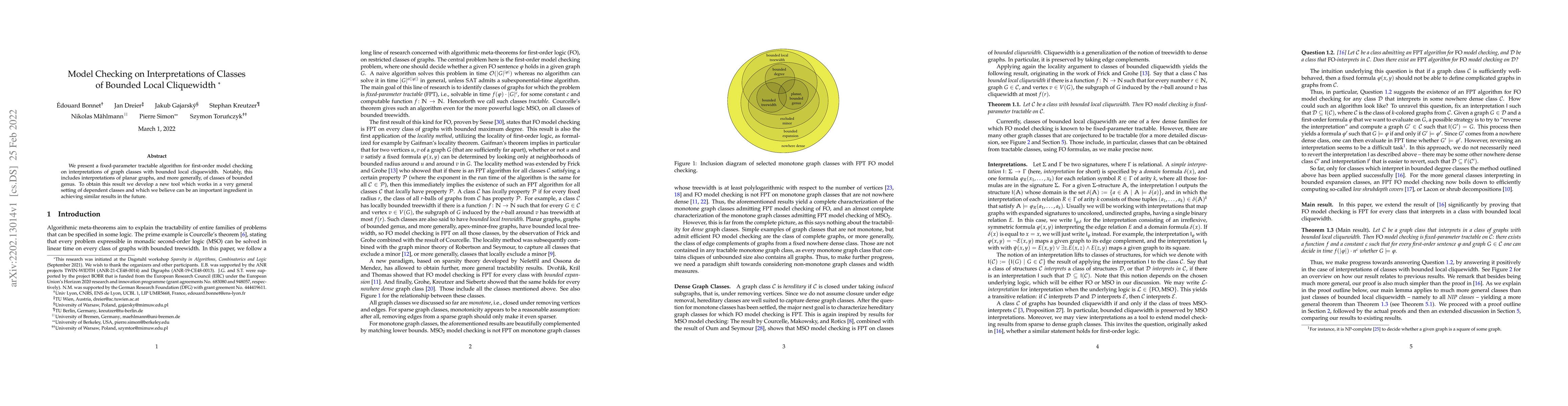 Thumbnail for Model Checking on Interpretations of Classes of Bounded Local
  Cliquewidth