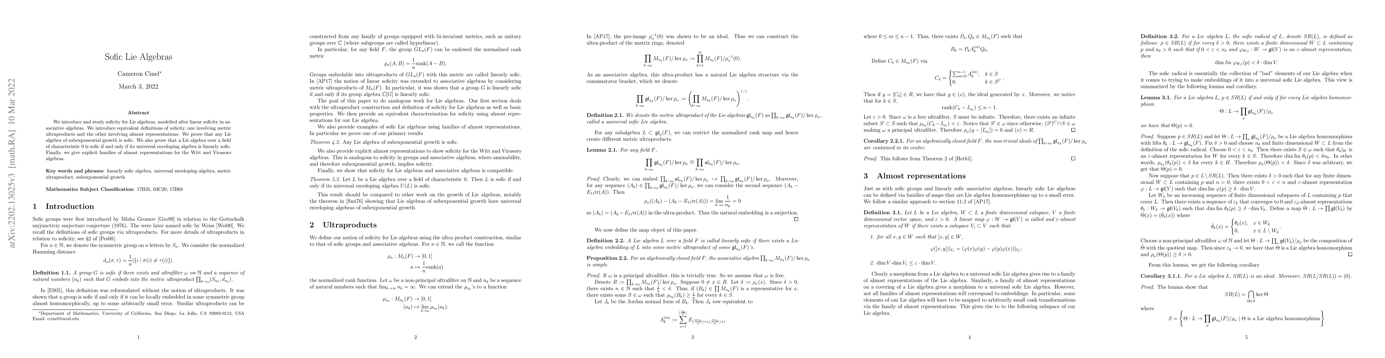 Thumbnail for Sofic Lie Algebras