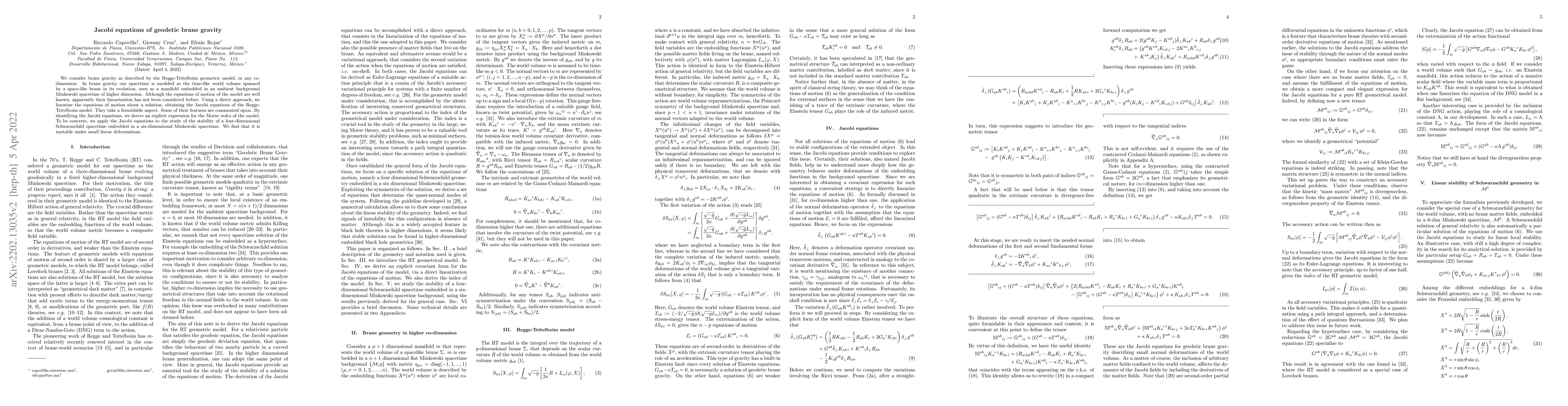 Thumbnail for Jacobi equations of geodetic brane gravity