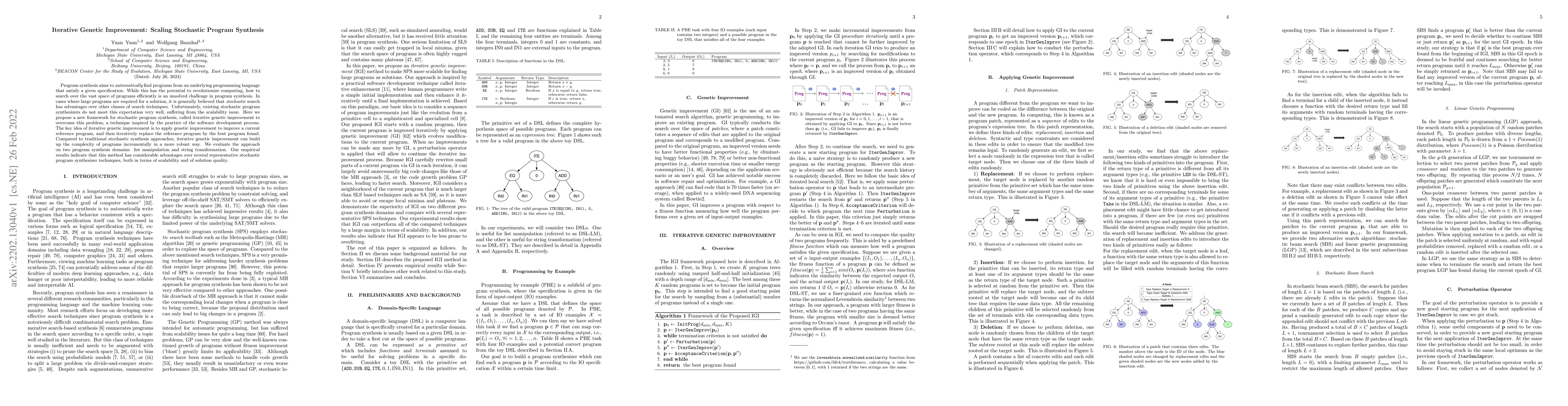 Thumbnail for Iterative Genetic Improvement: Scaling Stochastic Program Synthesis