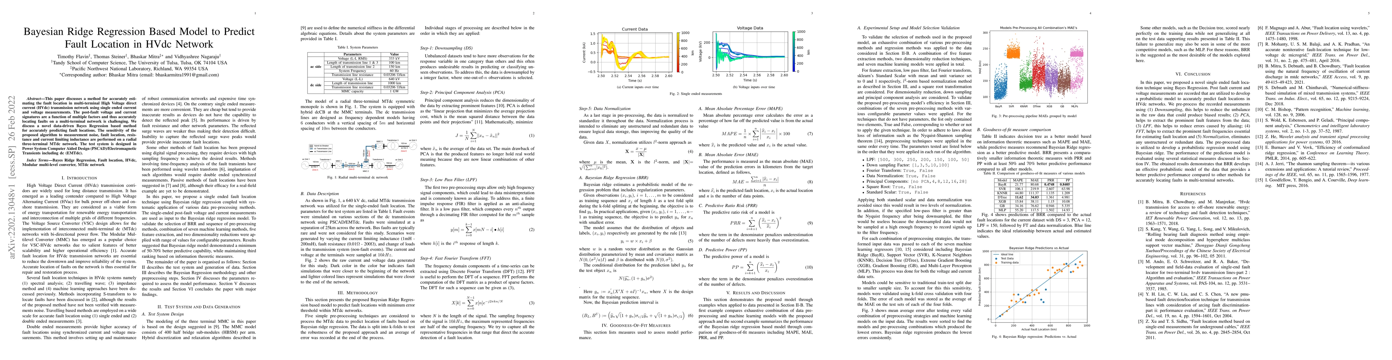 Thumbnail for Bayesian Ridge Regression Based Model to Predict Fault Location in HVdc
  Network