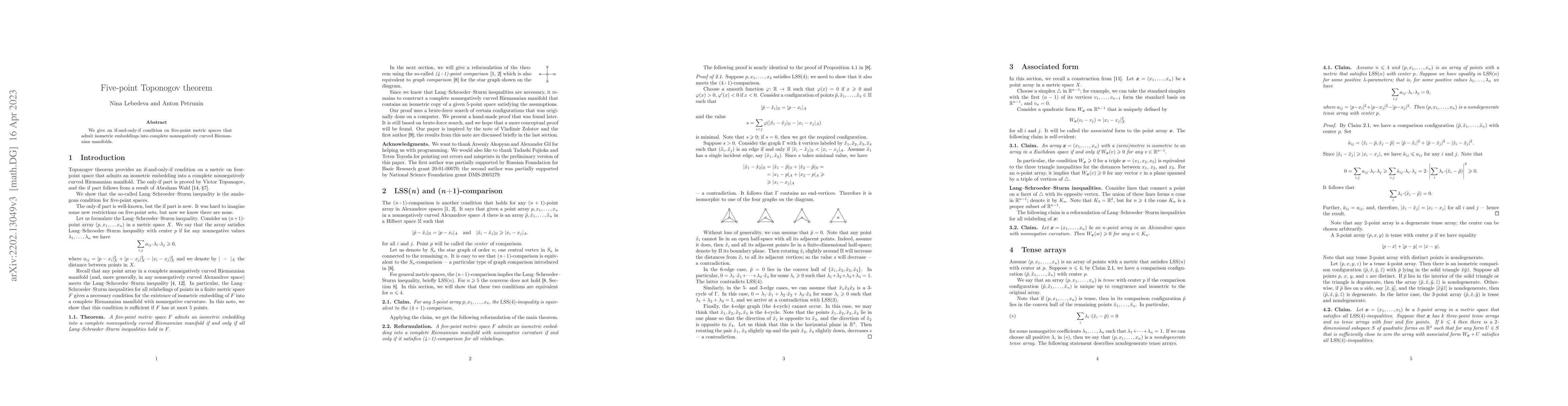 Thumbnail for Five-point Toponogov theorem