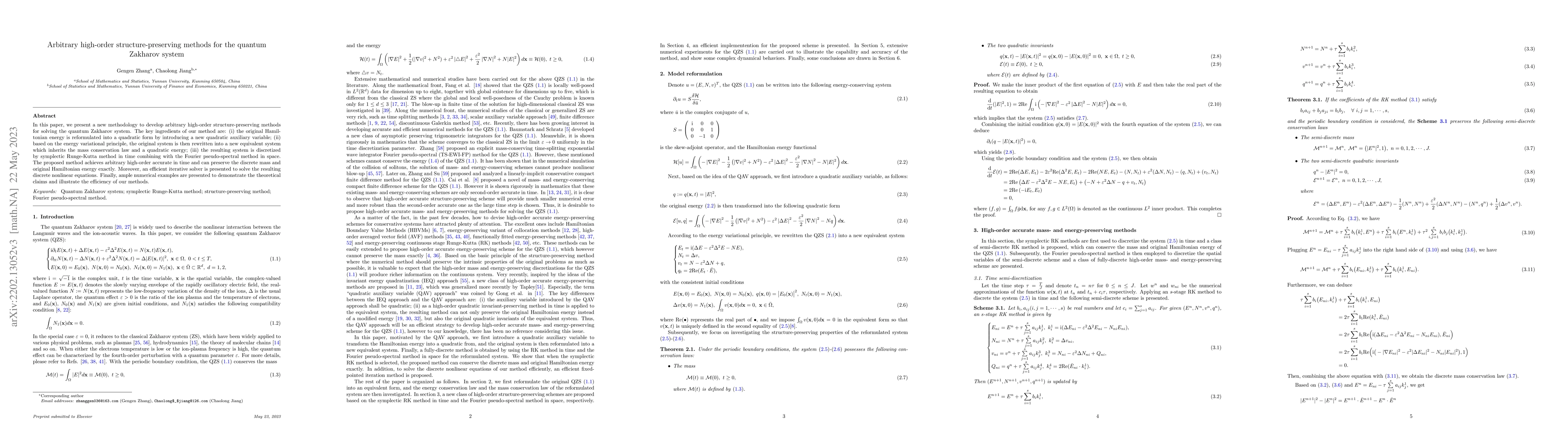 Thumbnail for Arbitrary high-order structure-preserving methods for the quantum
  Zakharov system