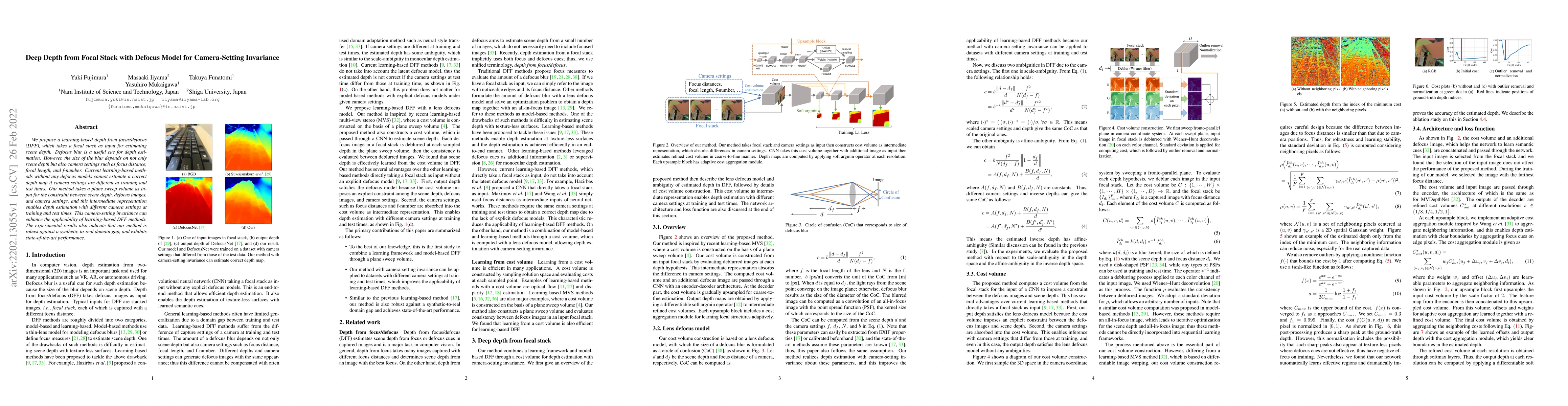 Thumbnail for Deep Depth from Focal Stack with Defocus Model for Camera-Setting
  Invariance