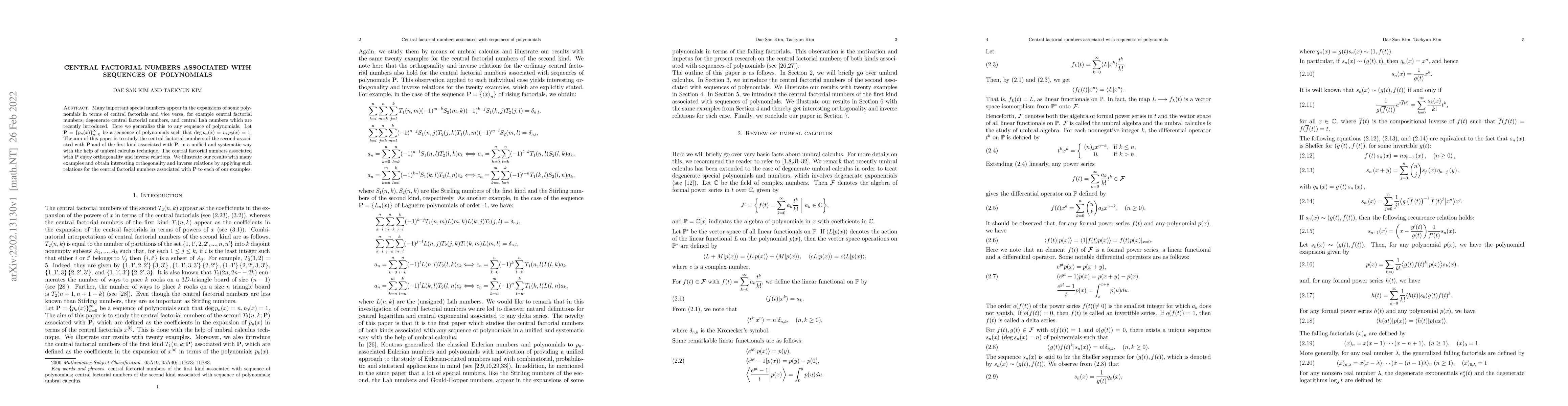 Thumbnail for Central factorial numbers associated with sequences of polynomials