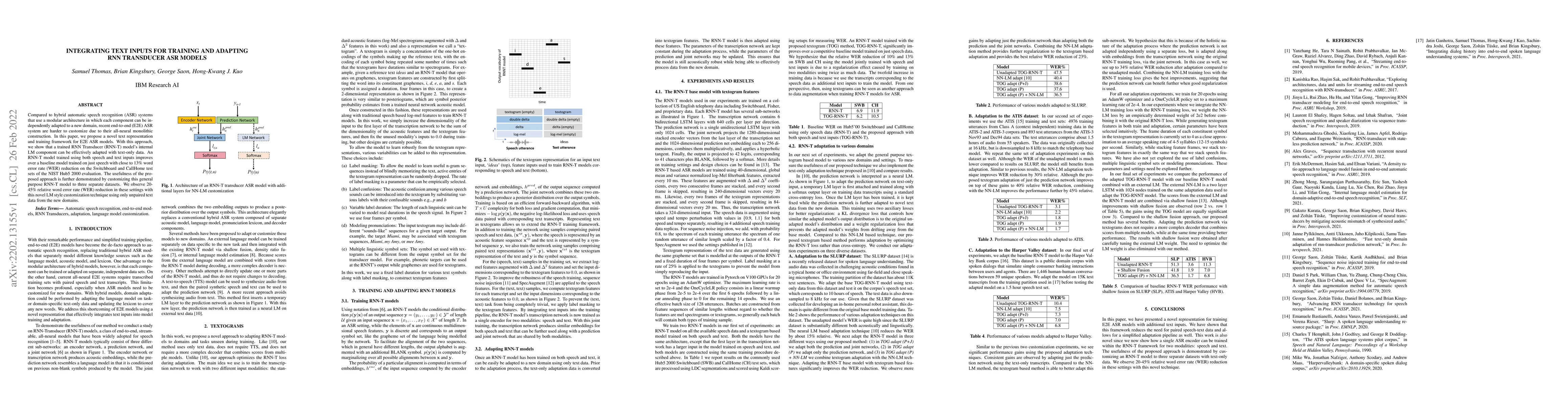 Thumbnail for Integrating Text Inputs For Training and Adapting RNN Transducer ASR
  Models