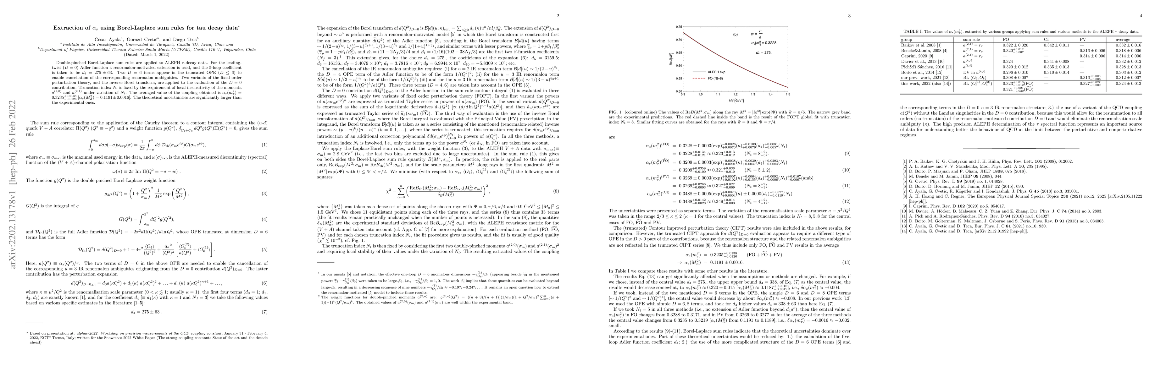 Thumbnail for Extraction of $\alpha_s$ using Borel-Laplace sum rules for tau decay
  data