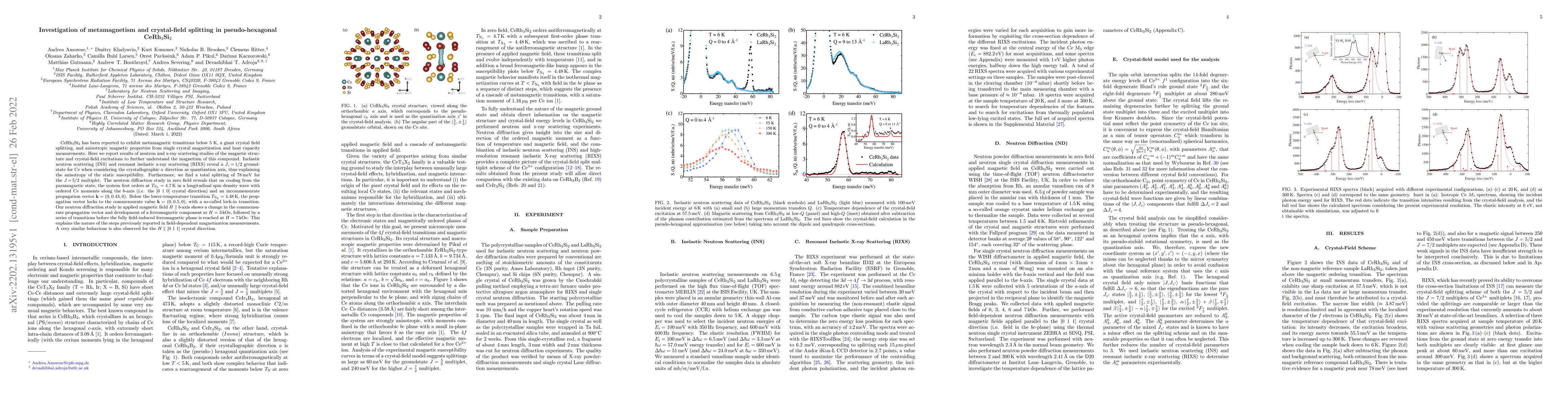 Thumbnail for Investigation of metamagnetism and crystal-field splitting in
  pseudo-hexagonal CeRh$_3$Si$_2$
