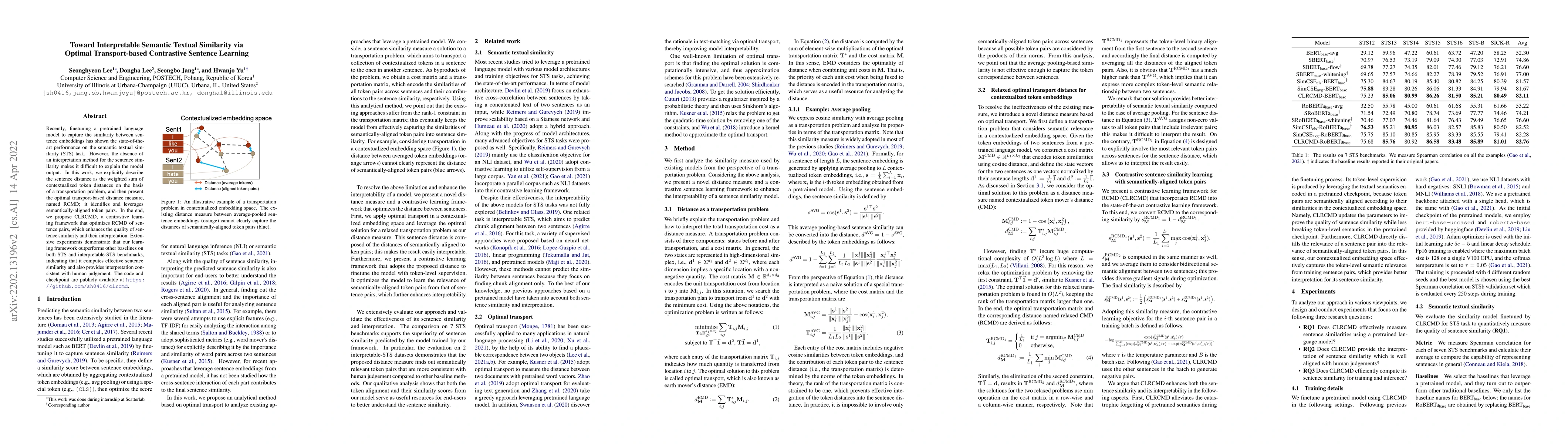 Thumbnail for Toward Interpretable Semantic Textual Similarity via Optimal
  Transport-based Contrastive Sentence Learning