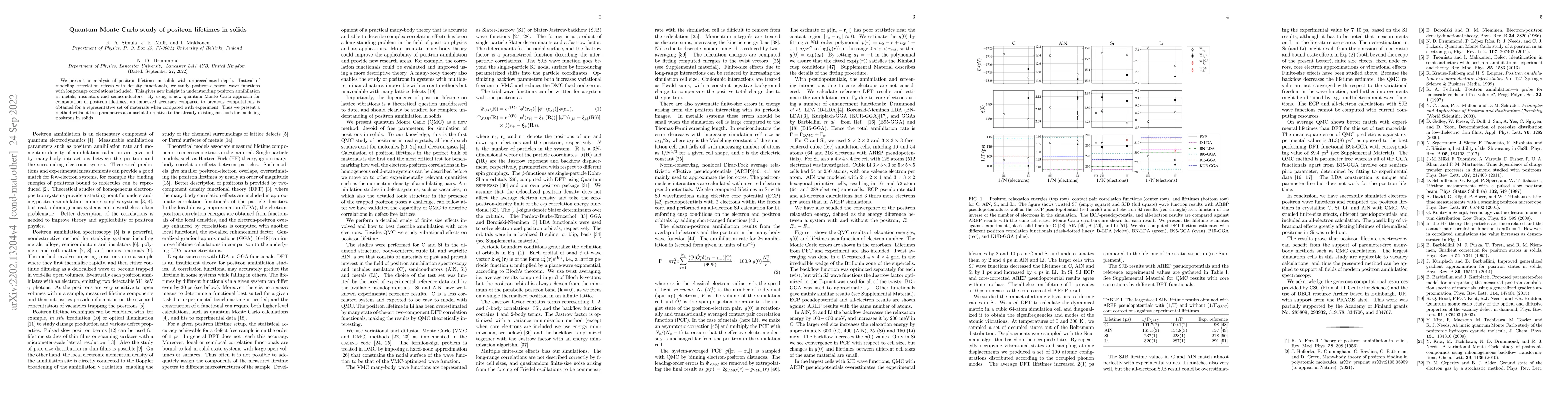 Thumbnail for Quantum Monte Carlo study of positron lifetimes in solids