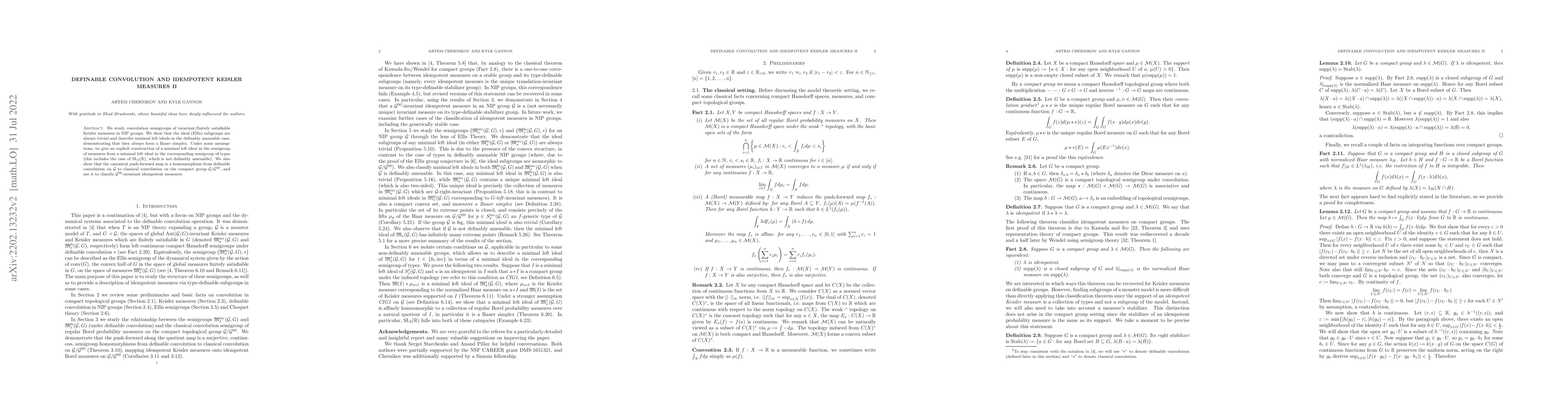 Thumbnail for Definable convolution and idempotent Keisler measures II