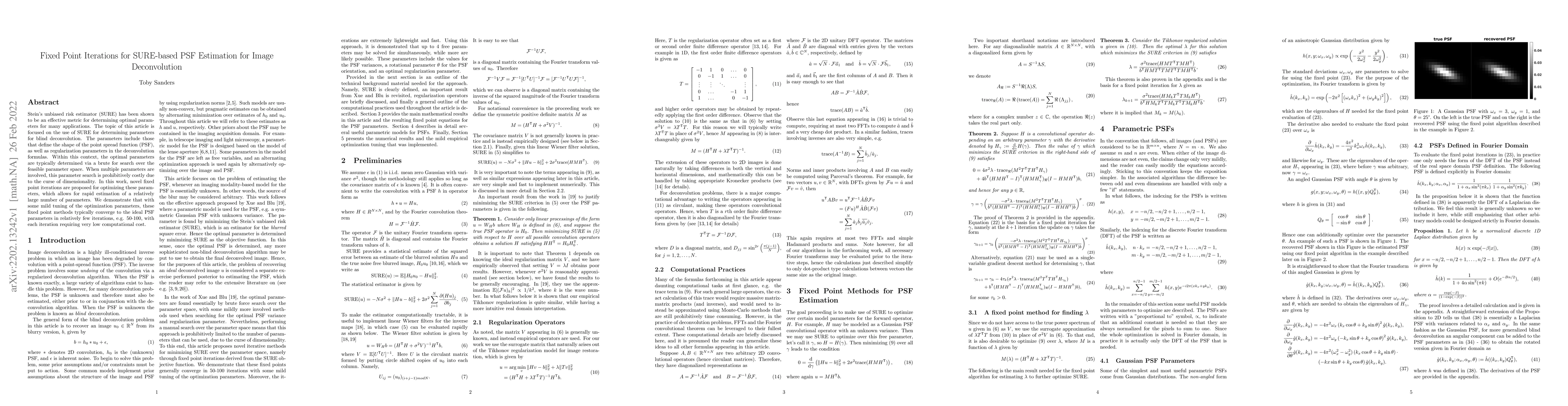 Thumbnail for Fixed Point Iterations for SURE-based PSF Estimation for Image
  Deconvolution