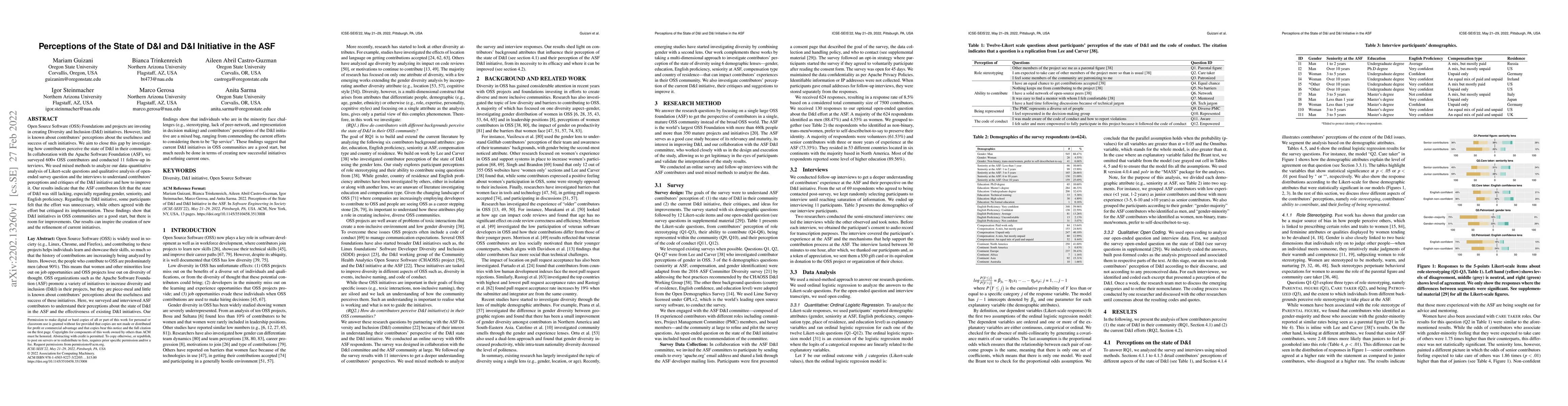 Thumbnail for Perceptions of the State of D&I and D&I Initiative in the ASF