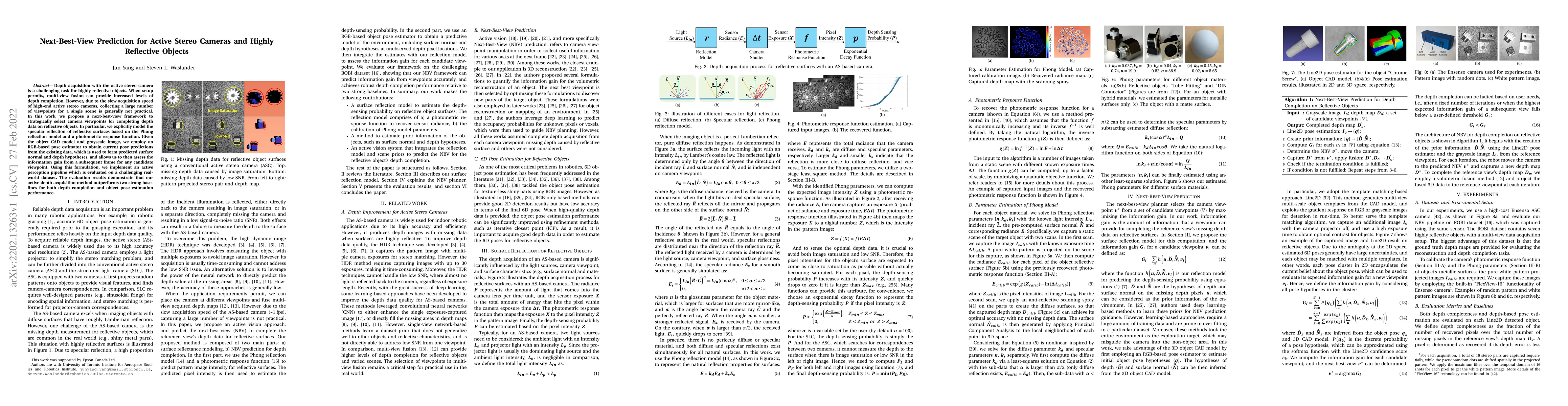 Thumbnail for Next-Best-View Prediction for Active Stereo Cameras and Highly
  Reflective Objects