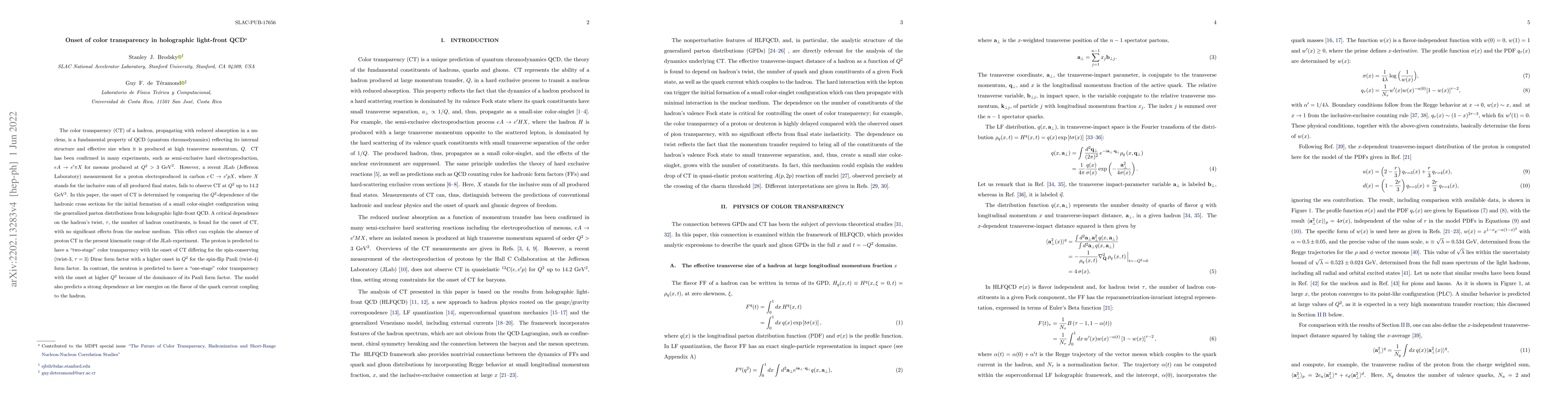 Thumbnail for Onset of color transparency in holographic light-front QCD