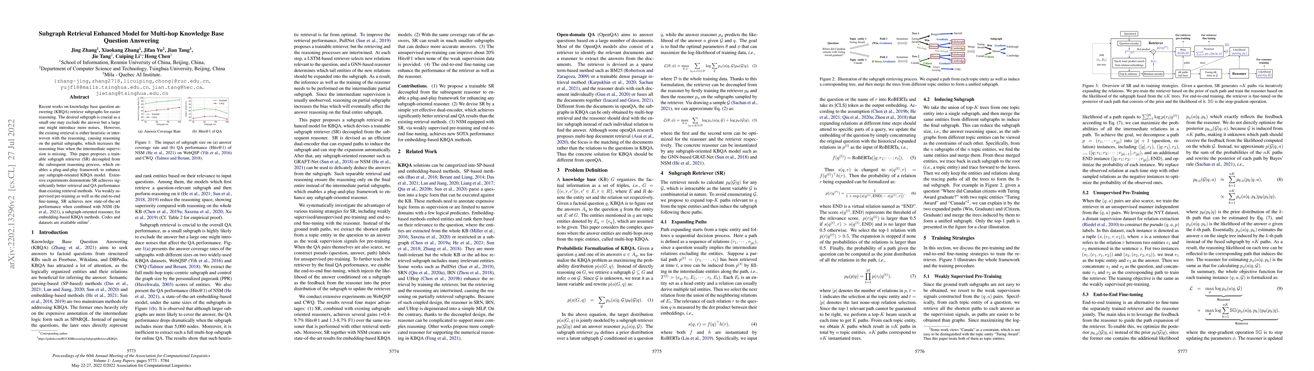 Thumbnail for Subgraph Retrieval Enhanced Model for Multi-hop Knowledge Base Question
  Answering