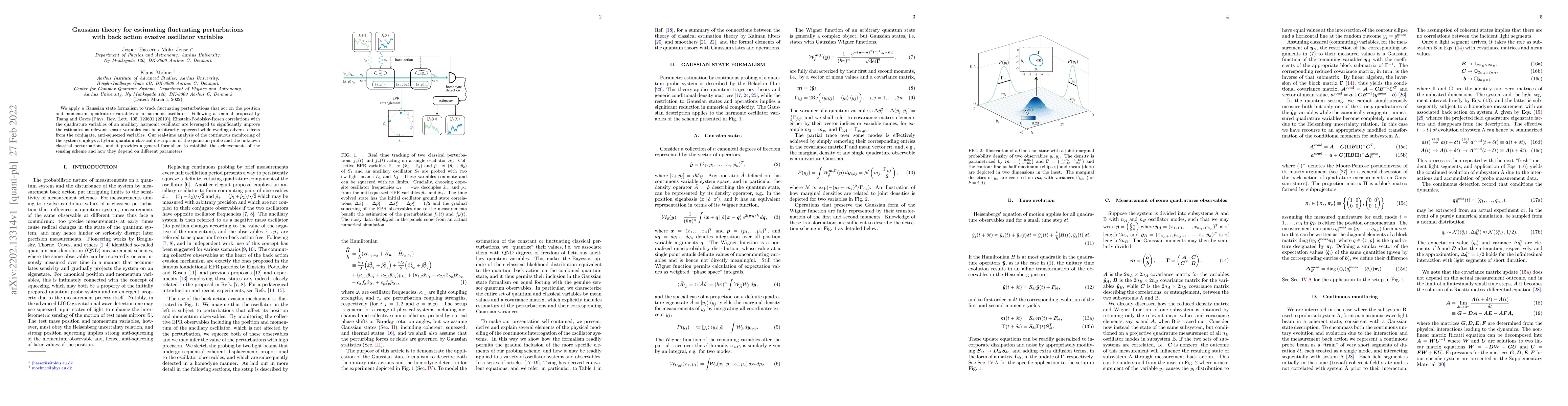 Thumbnail for Gaussian theory for estimating fluctuating perturbations with back
  action evasive oscillator variables