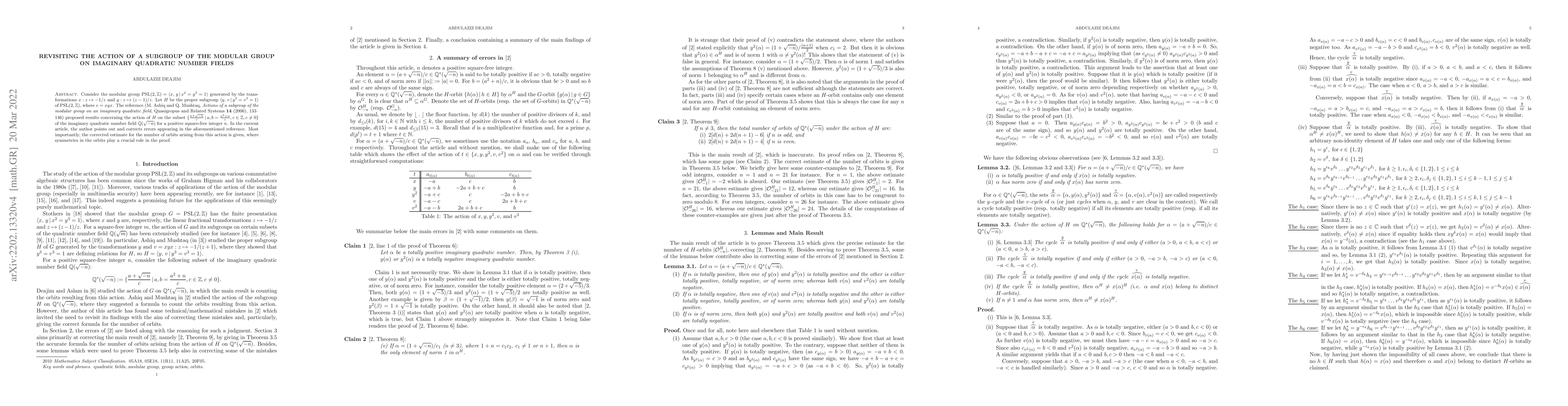 Thumbnail for Revisiting the action of a subgroup of the modular group on imaginary
  quadratic number fields