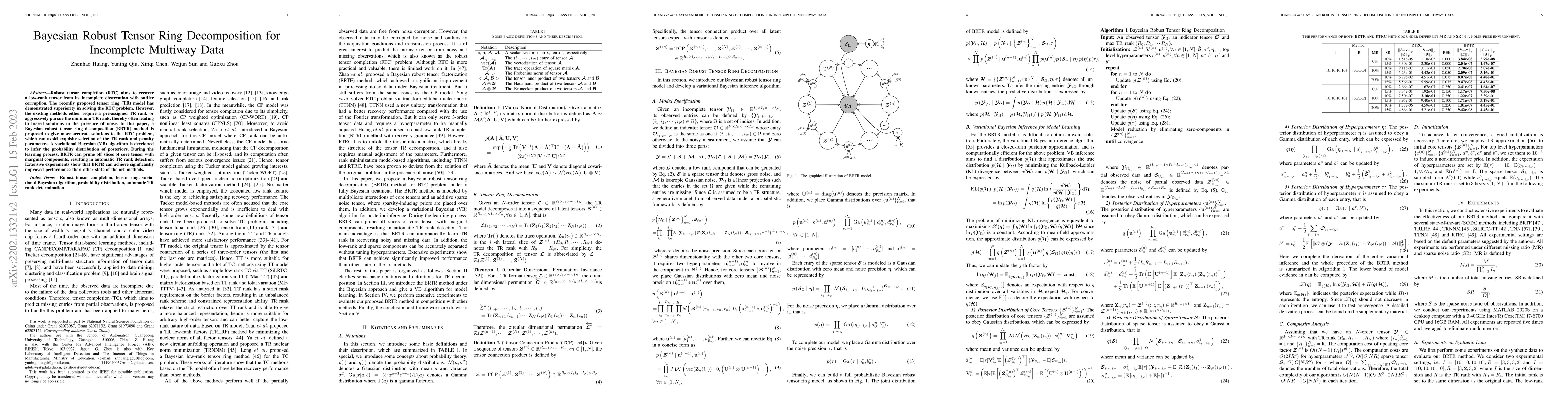 Thumbnail for Bayesian Robust Tensor Ring Model for Incomplete Multiway Data