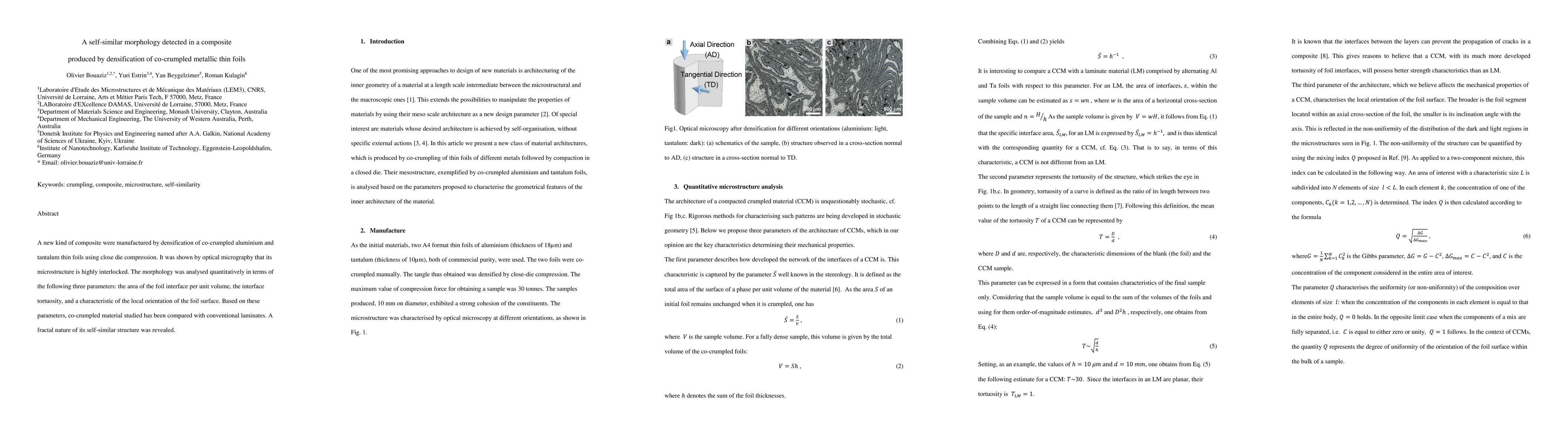 Thumbnail for A self-similar morphology detected in a composite produced by
  densification of co-crumpled metallic thin foils
