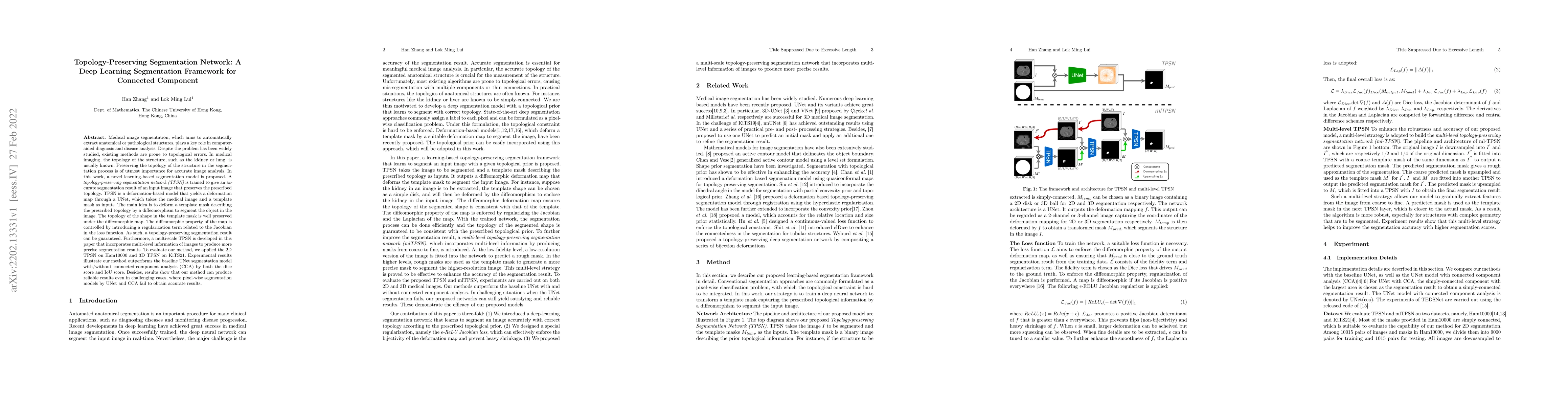 Thumbnail for Topology-Preserving Segmentation Network: A Deep Learning Segmentation
  Framework for Connected Component