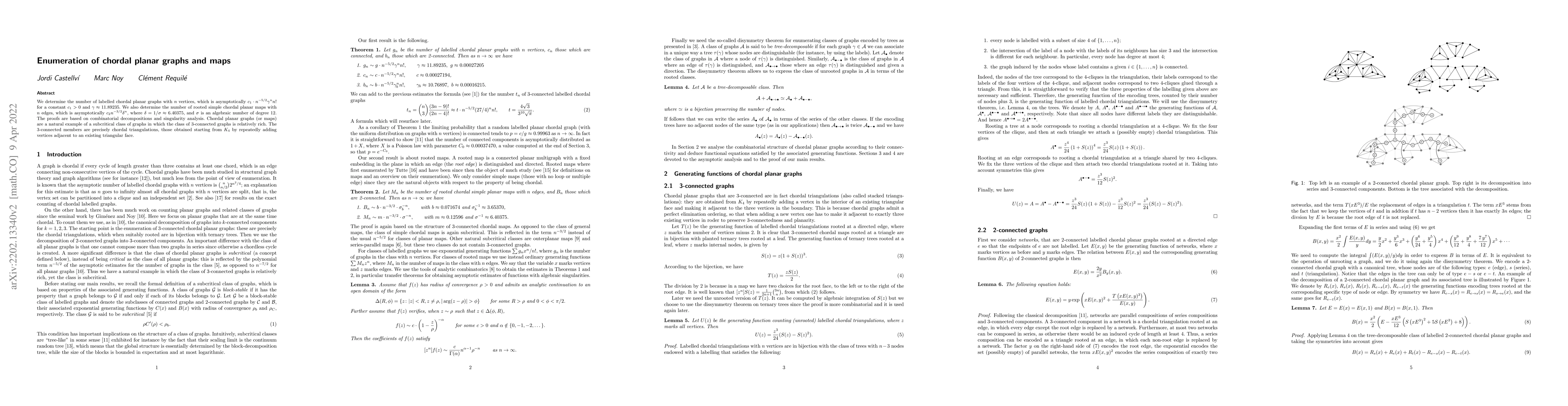 Thumbnail for Enumeration of chordal planar graphs and maps