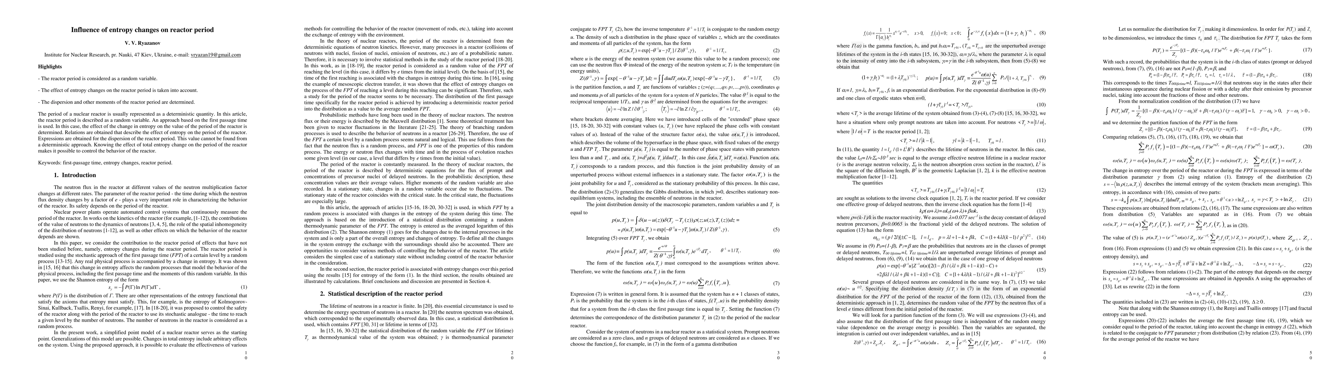 Thumbnail for Influence of entropy changes on reactor period