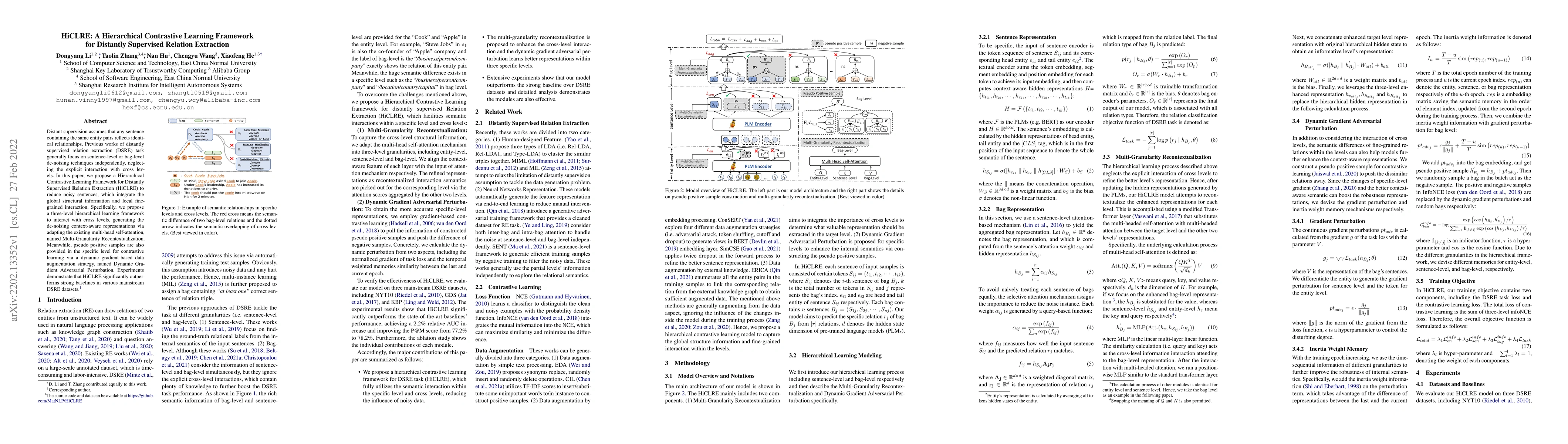 Thumbnail for HiCLRE: A Hierarchical Contrastive Learning Framework for Distantly
  Supervised Relation Extraction