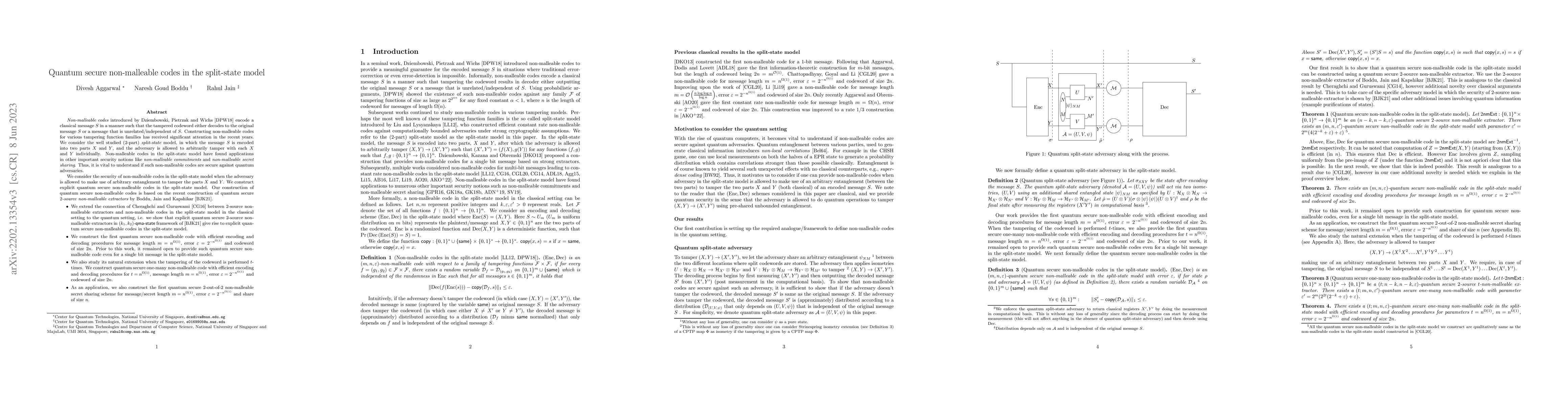 Thumbnail for Quantum secure non-malleable codes in the split-state model