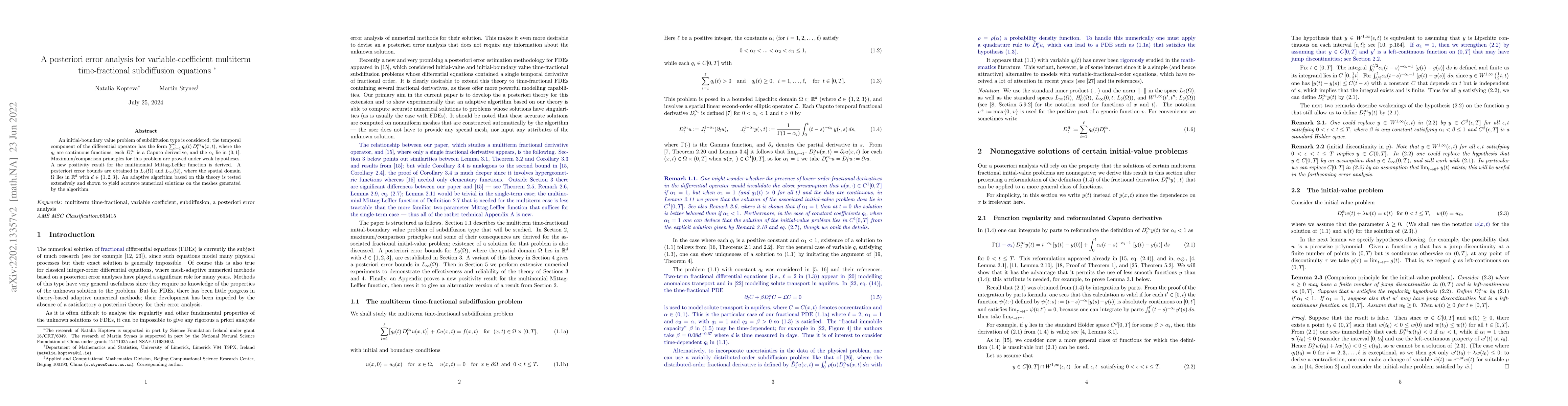 Thumbnail for A posteriori error analysis for variable-coefficient multiterm
  time-fractional subdiffusion equations