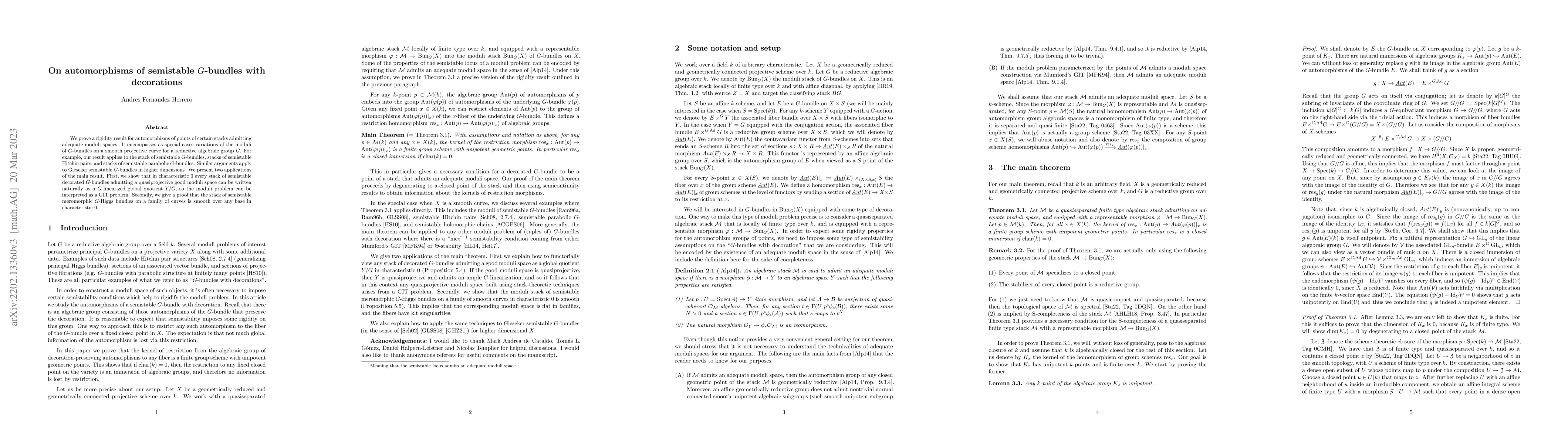 Thumbnail for On automorphisms of semistable G-bundles with decorations