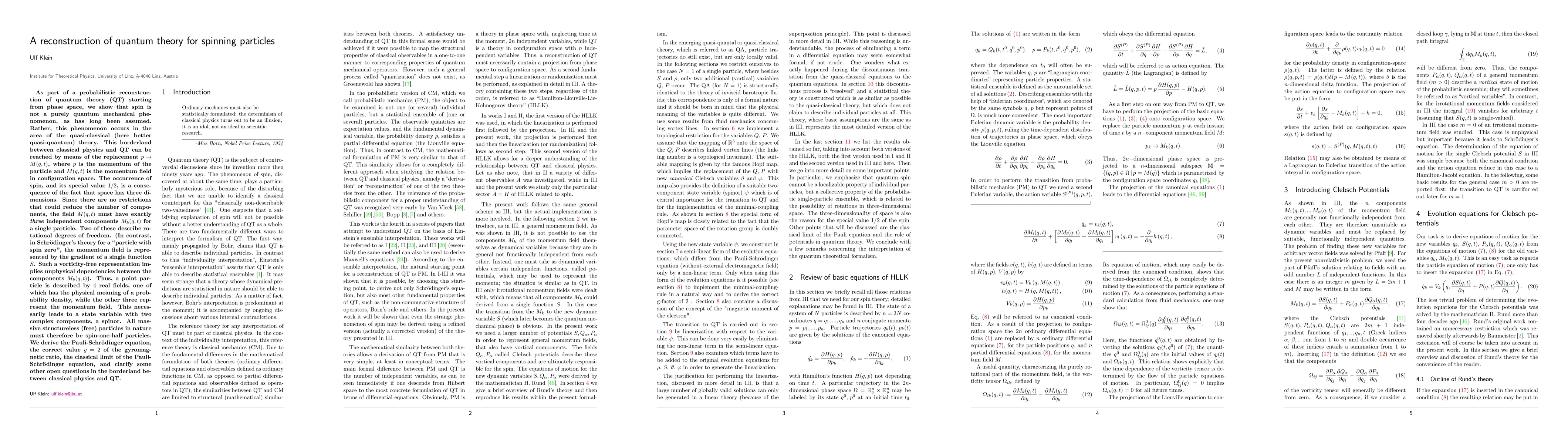 Thumbnail for A reconstruction of quantum theory for spinning particles