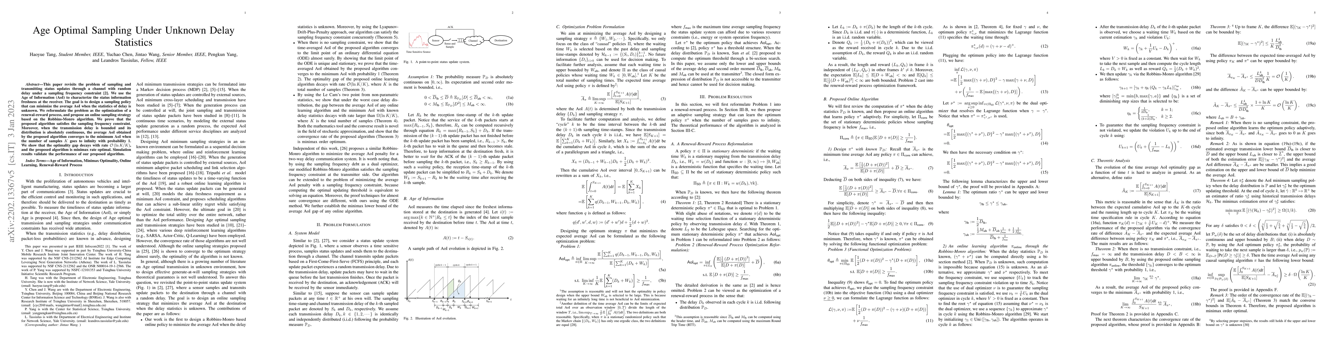 Thumbnail for Age Optimal Sampling Under Unknown Delay Statistics