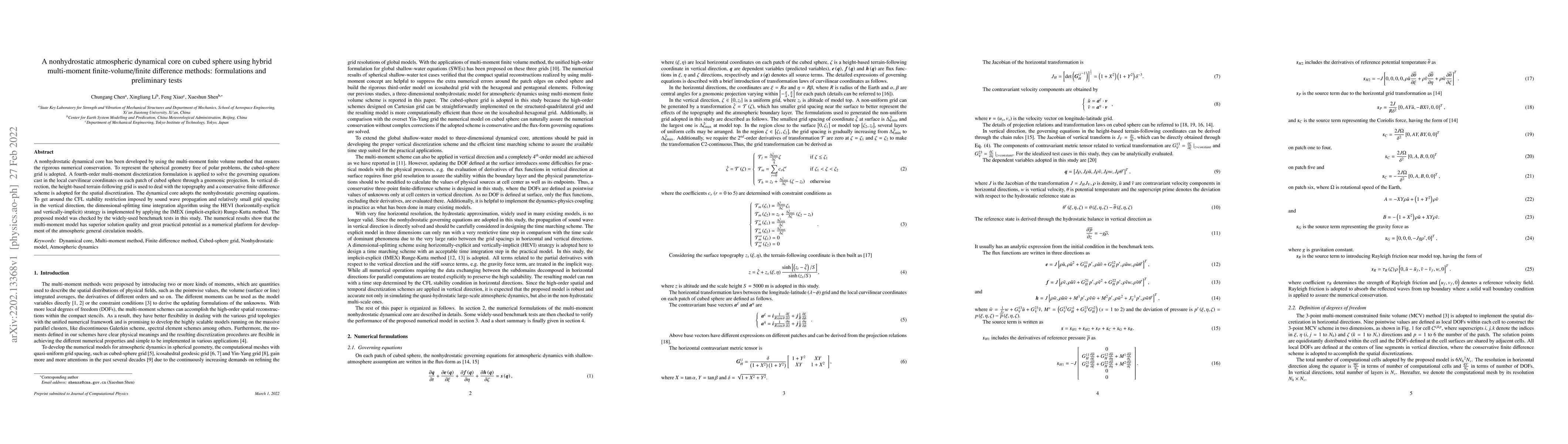 Thumbnail for A nonhydrostatic atmospheric dynamical core on cubed sphere using hybrid
  multi-moment finite-volume/finite difference methods: formulations and
  preliminary tests