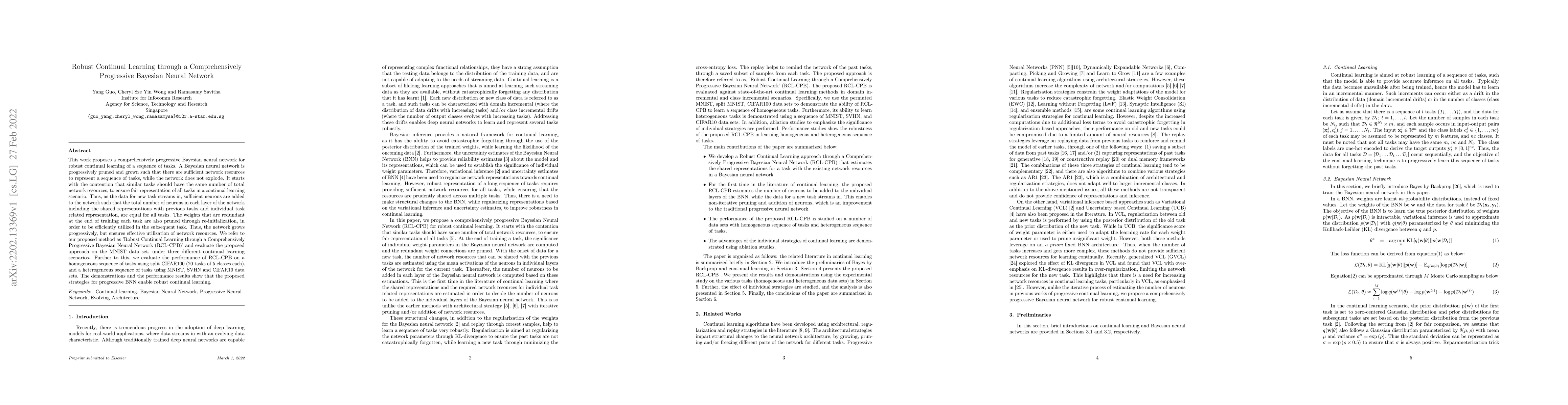 Thumbnail for Robust Continual Learning through a Comprehensively Progressive Bayesian
  Neural Network