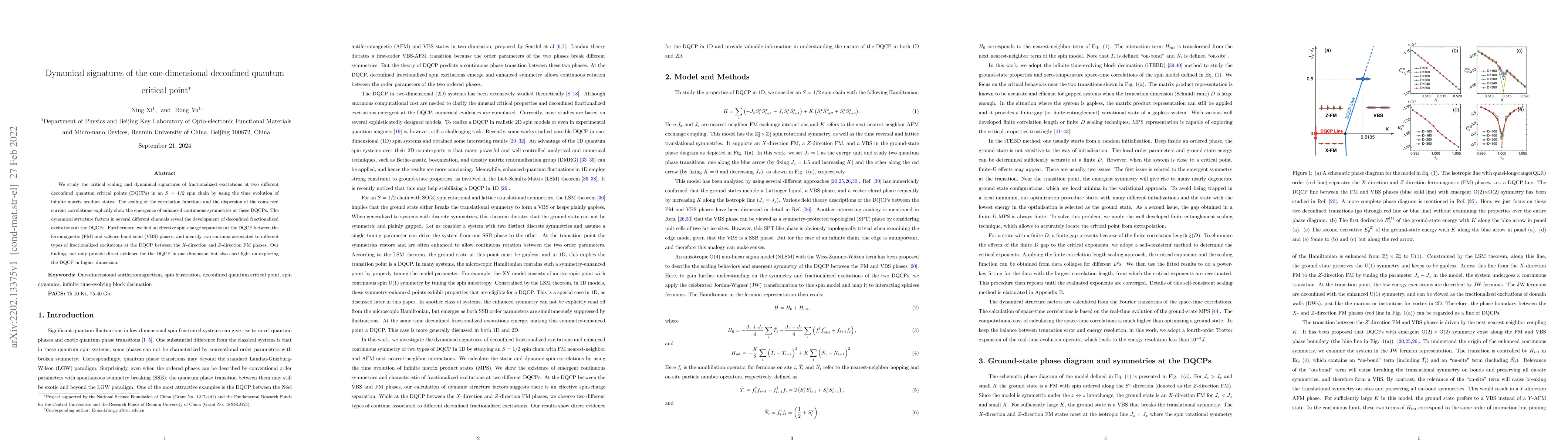 Thumbnail for Dynamical signatures of the one-dimensional deconfined quantum critical
  point