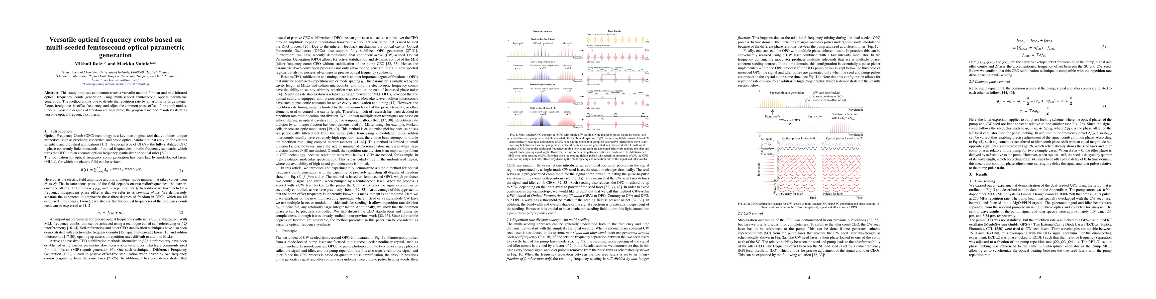 Thumbnail for Versatile optical frequency combs based on multi-seeded femtosecond
  optical parametric generation