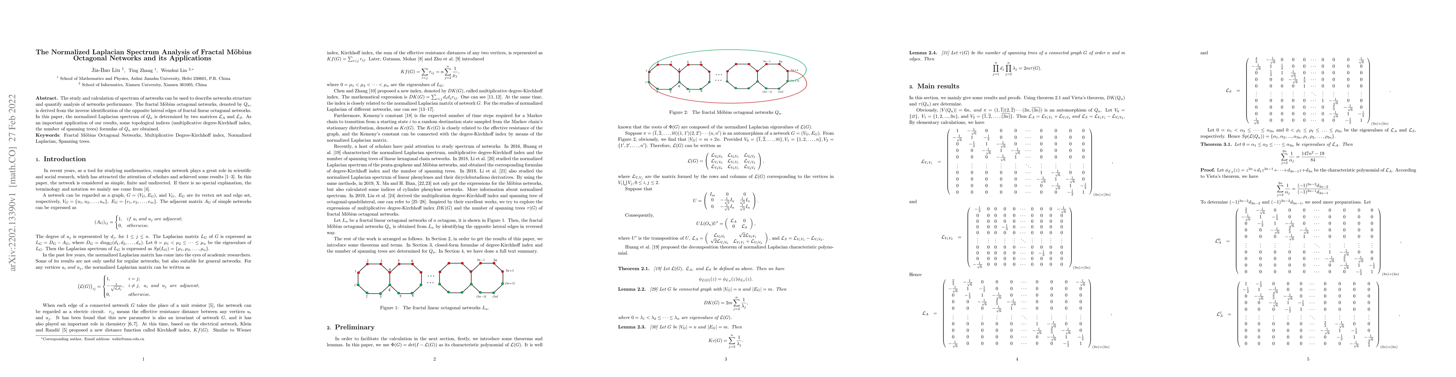 Thumbnail for The Normalized Laplacian Spectrum Analysis of Fractal Mobius Octagonal
  Networks and its Applications