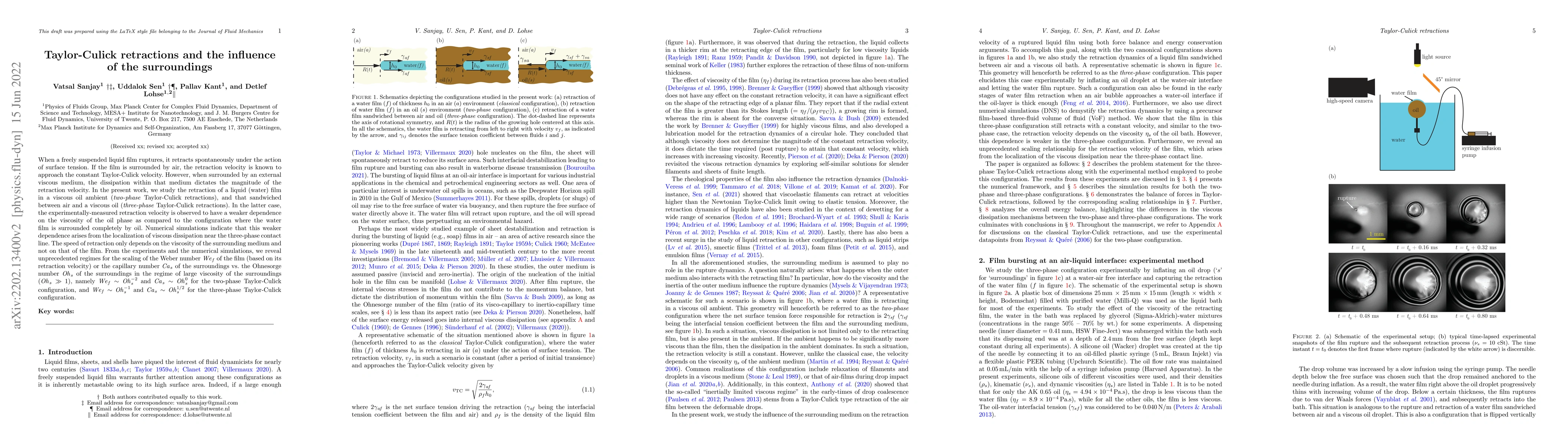 Thumbnail for Taylor-Culick retractions and the influence of the surroundings