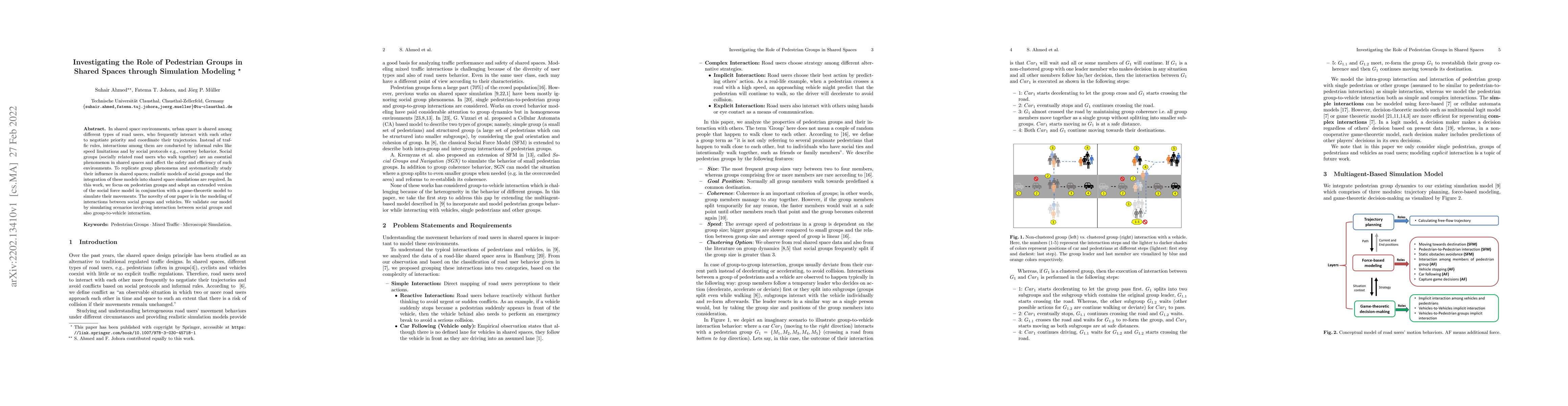 Thumbnail for Investigating the Role of Pedestrian Groups in Shared Spaces through
  Simulation Modeling