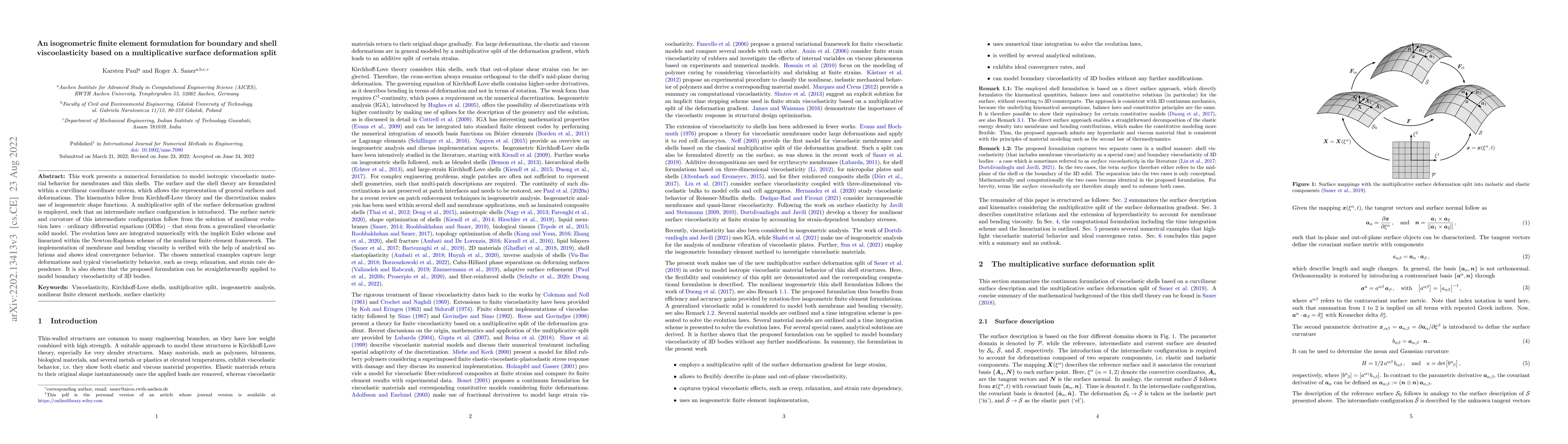 Thumbnail for An isogeometric finite element formulation for boundary and shell
  viscoelasticity based on a multiplicative surface deformation split