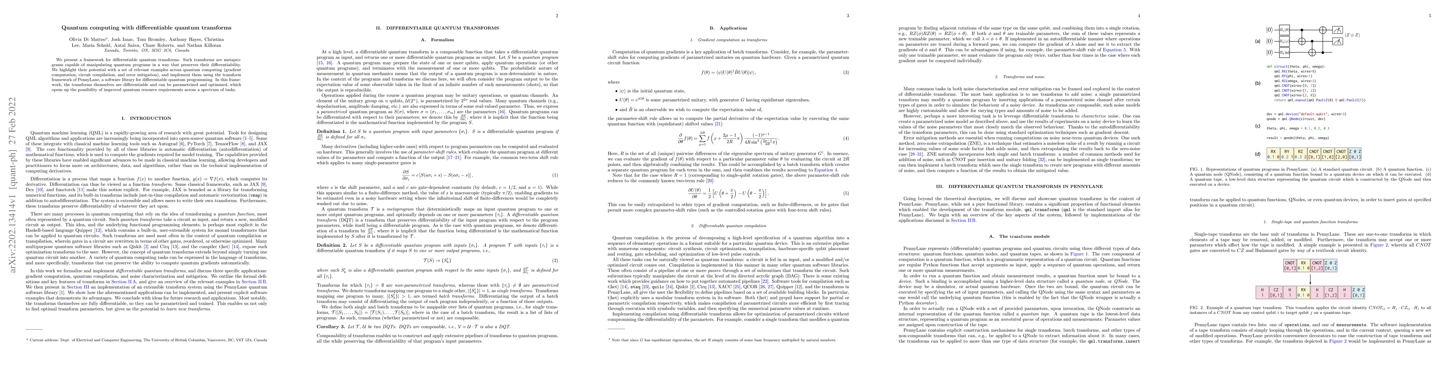 Thumbnail for Quantum computing with differentiable quantum transforms